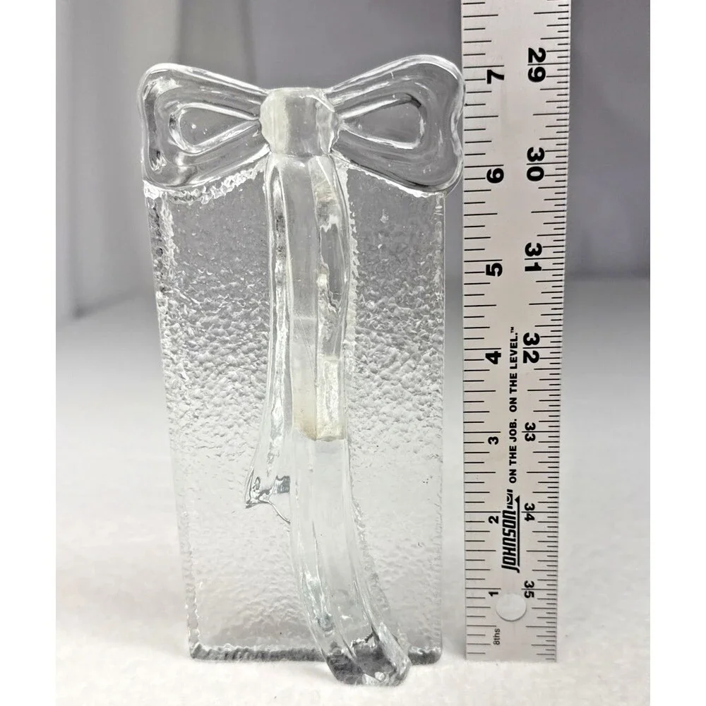 Two's Company Hand Blown Glass Bud Vase Ribbon Bow Art Glass Clear Vintage
